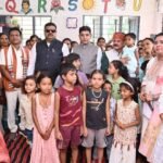 ‘आंगन मिलन’ समारोह में पहुंचे मंत्री टंक राम वर्मा और गजेंद्र यादव गर्भवती माताओं की गोदभराई कर बांटे पोषण किट